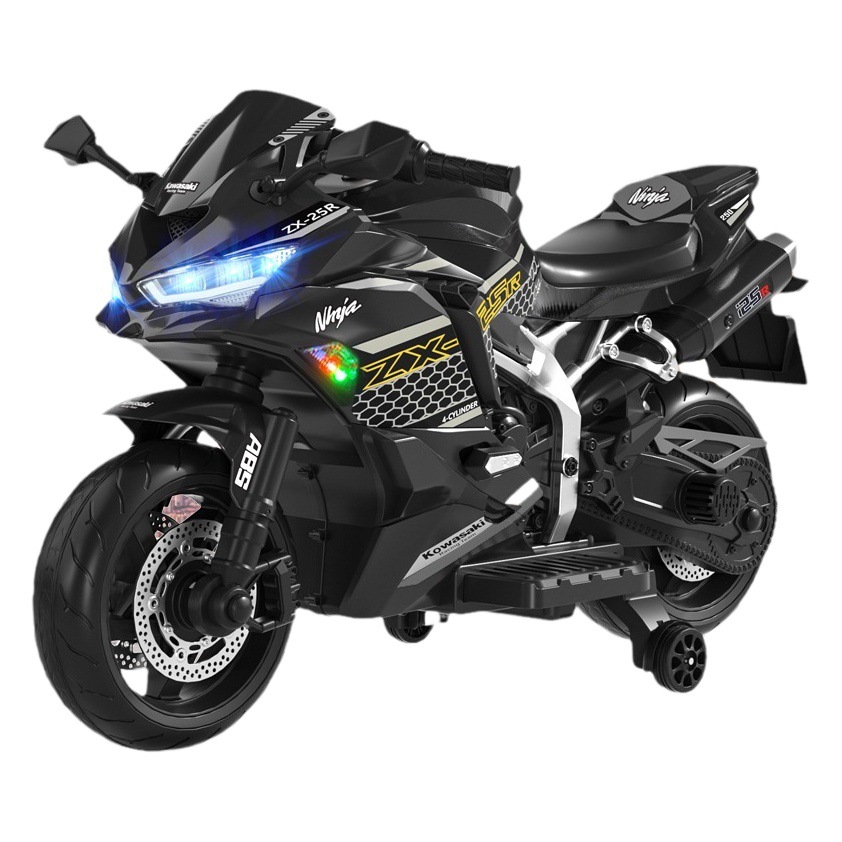 La motocicleta eléctrica de los niños grandes puede sentarse bebé doble con rueda flash educación temprana masculina y femenina bebé montar motocicleta