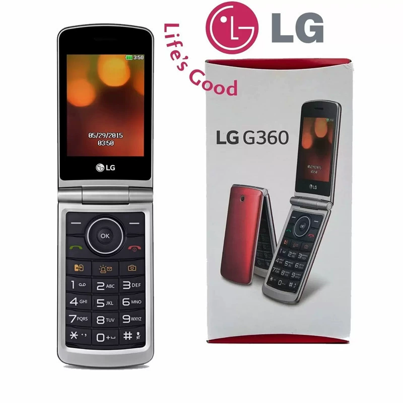 Складной телефон (LG) G360, простой раскладной телефон для пожилых, большая клавиатура, черный/красный