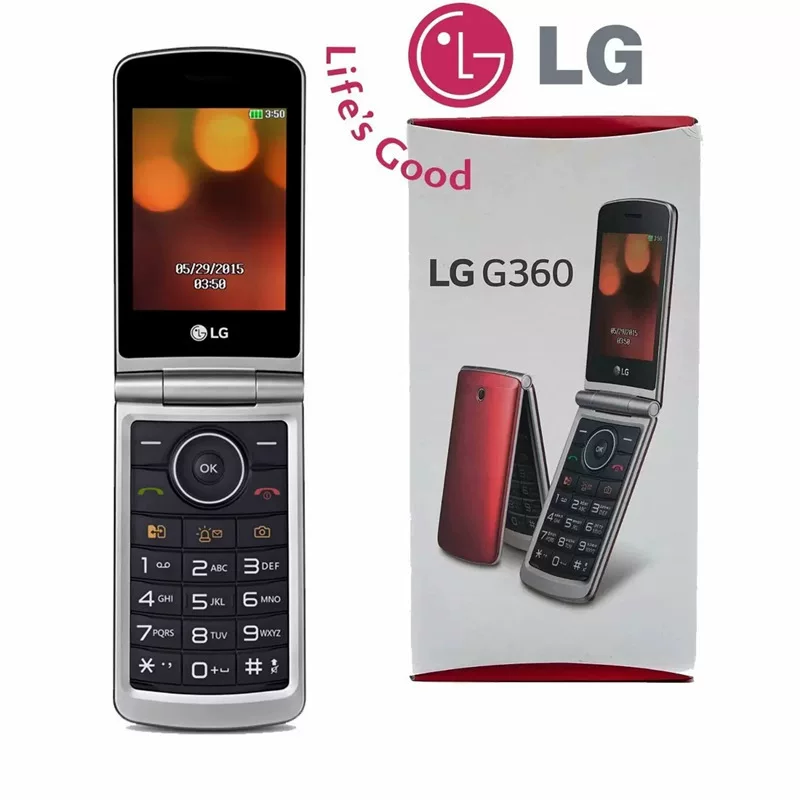 Складной телефон (LG) G360, простой раскладной телефон для пожилых, большая клавиатура, черный/красный