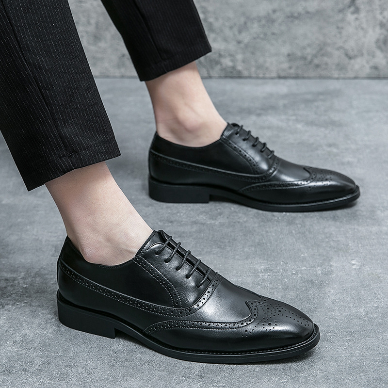 Primavera, ropa formal, zapatos de cuero de estilo británico, zapatos de negocios de hombre, zapatos de boda negros, zapatos de cuero de oficina image 5