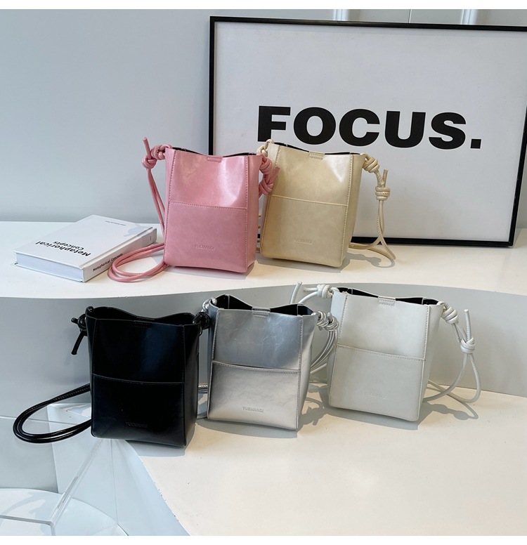 2025 Summer Popular Mini Small Bags for Women New Solid Color Foreign Style Crossbody Bag Korean Style Textured Bucket Bag