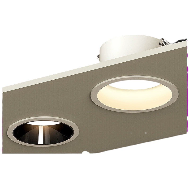 Полноспектральный потолочный светодиодный встроенный светильник для гостиной, дома, ультратонкие прожекторы, Антибликовая лампа, 75 мм без основного света