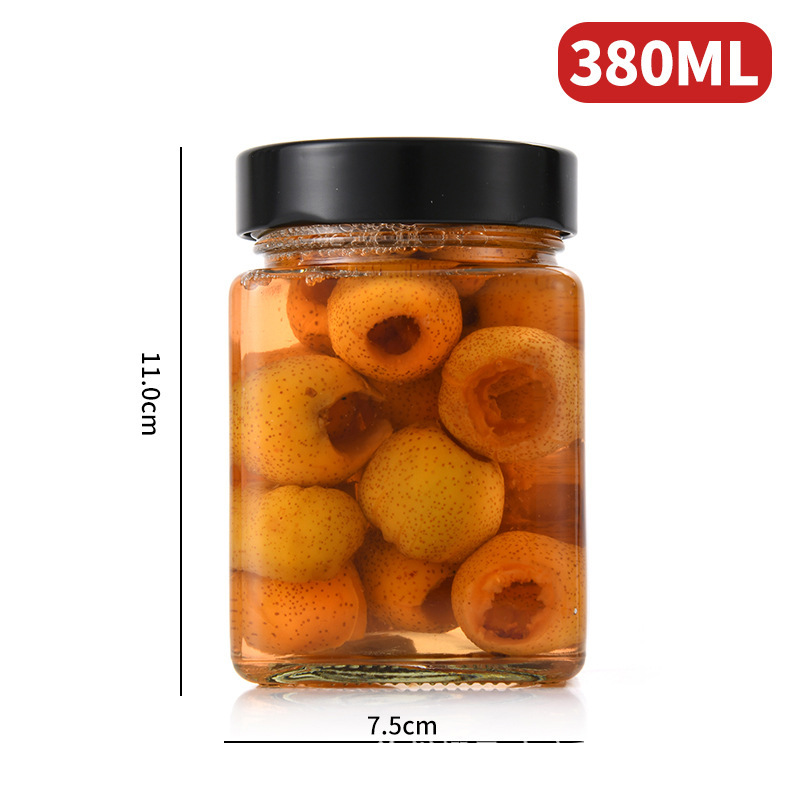 メーカー卸売りガラス高蓋六稜四方蜂蜜瓶透明味噌汁瓶密封ジャム瓶蜂蜜瓶|undefined