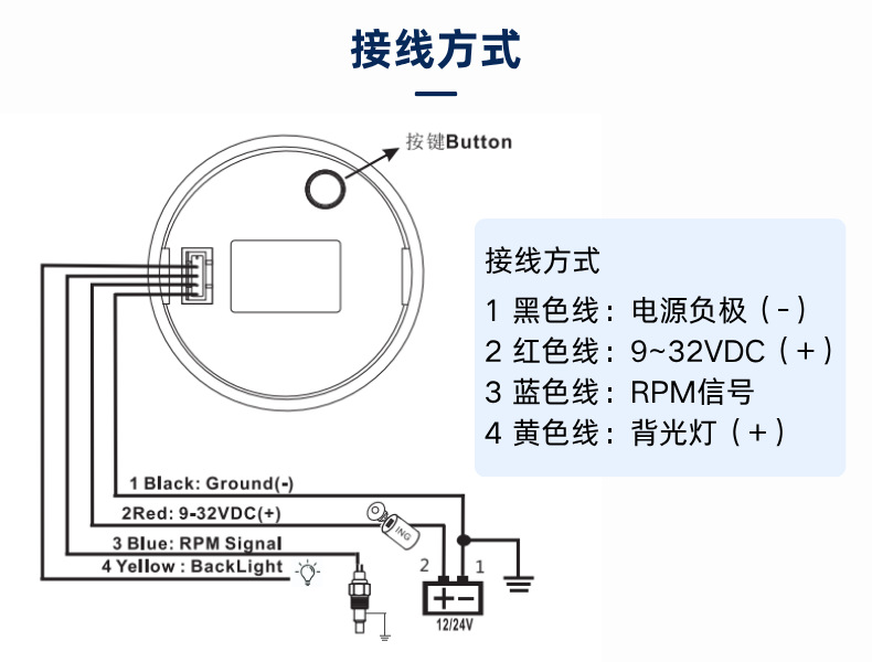 Car Modified Engine Generator Set Tachometer, Colorful Light Speedometer, Ship Yacht Pointer Tachometer