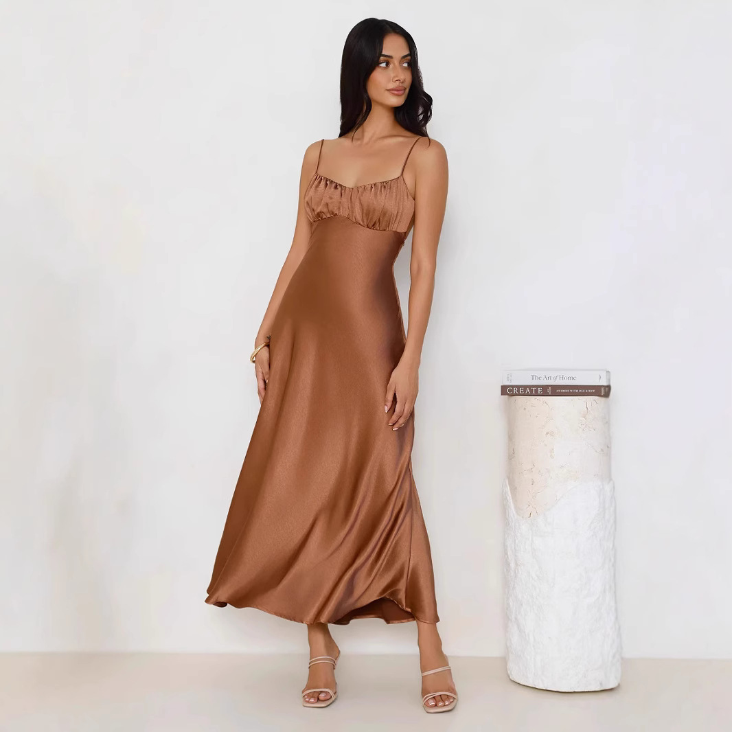 2025 European and American Cross-border Women's New Sexy Slip Skirt Slim-fit Backless Fishtail dress Women's Long Evening Dress