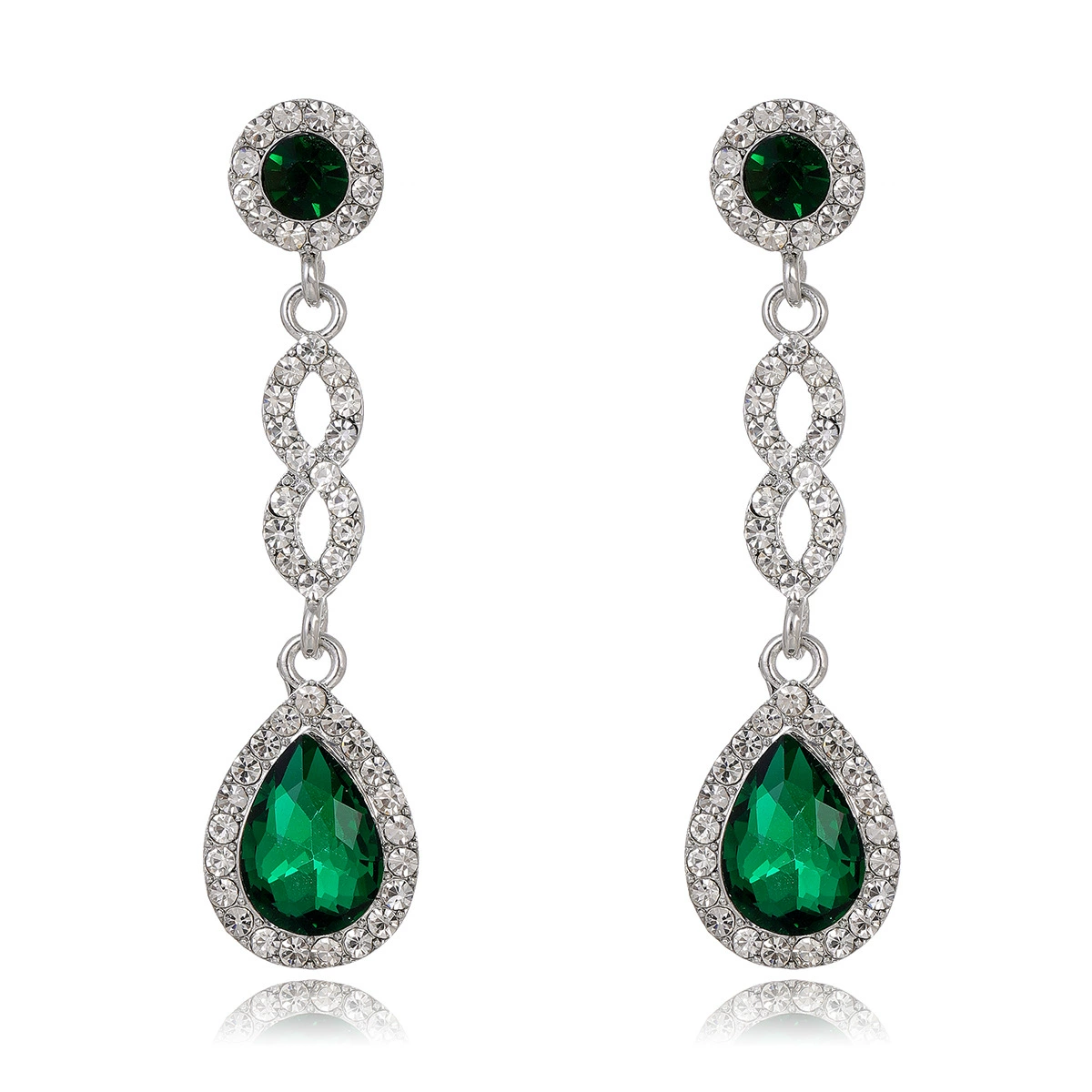(Cross-border trading), classic earrings drop-shaped for bride, accessory, with gem
