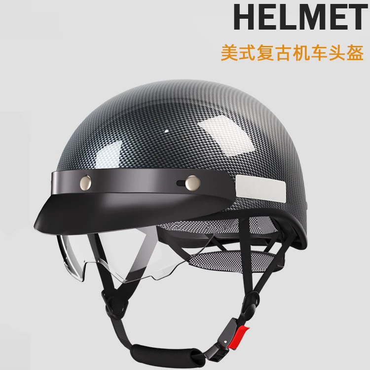 3C сертифицированный Harley ретро полушлем электрический мотоцикл шлем четыре сезона летний шлем для мужчин и женщин углеродное волокно