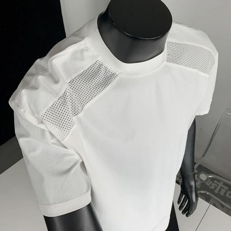Summer New Thin Style Cool and Fashionable American Casual Spliced Mesh Breathable Sports Short-Sleeved T-Shirt for Men Summer New Thin Style Cool and Fashionable American Casual Spliced Mesh Breathable Sports Short-Sleeved T-Shirt for Men