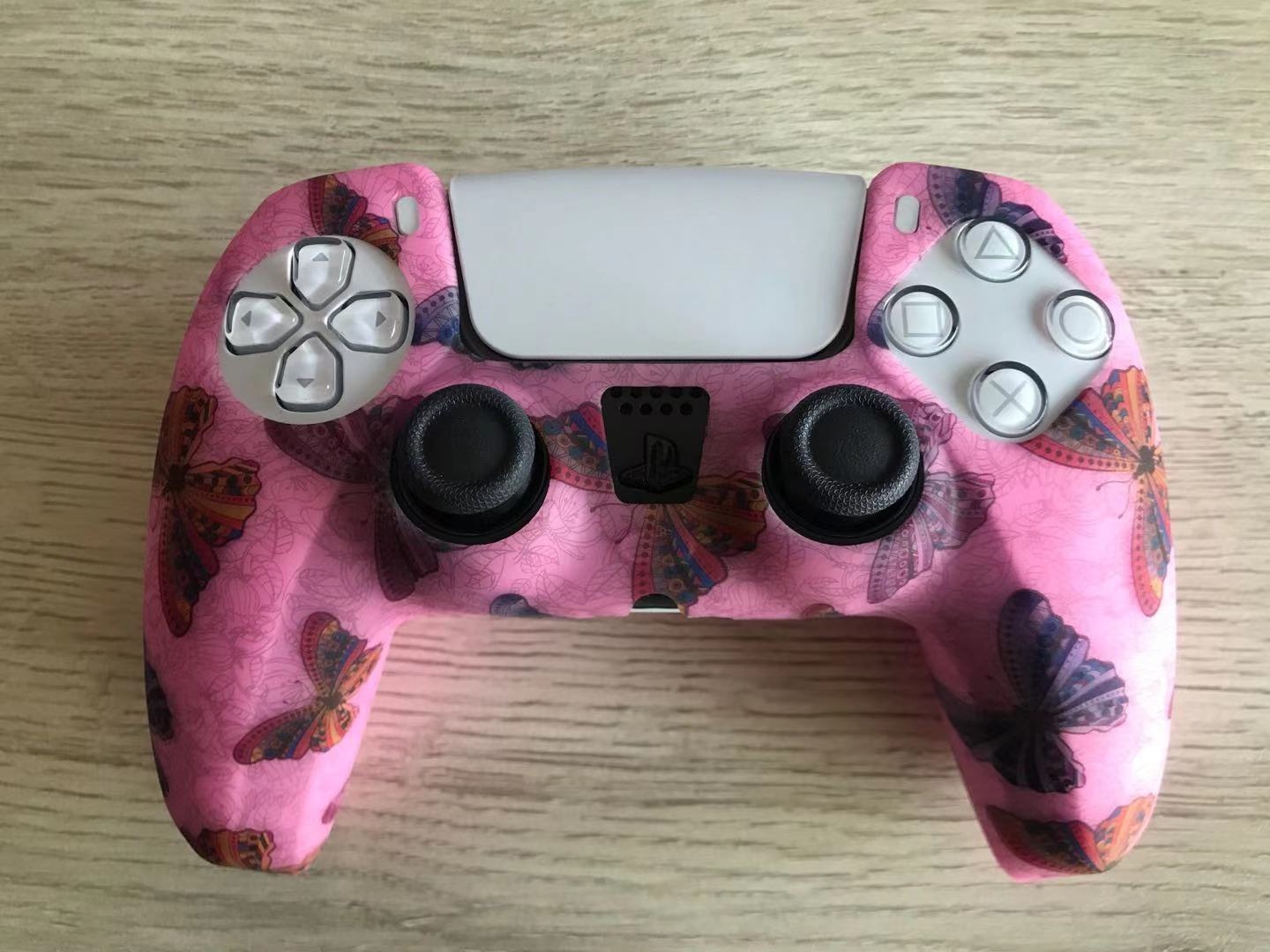 PS5 funda de silicona GamePad funda de silicona camuflaje marca de agua funda protectora aceite spray sensación acuarela caso PS5 Accesorios