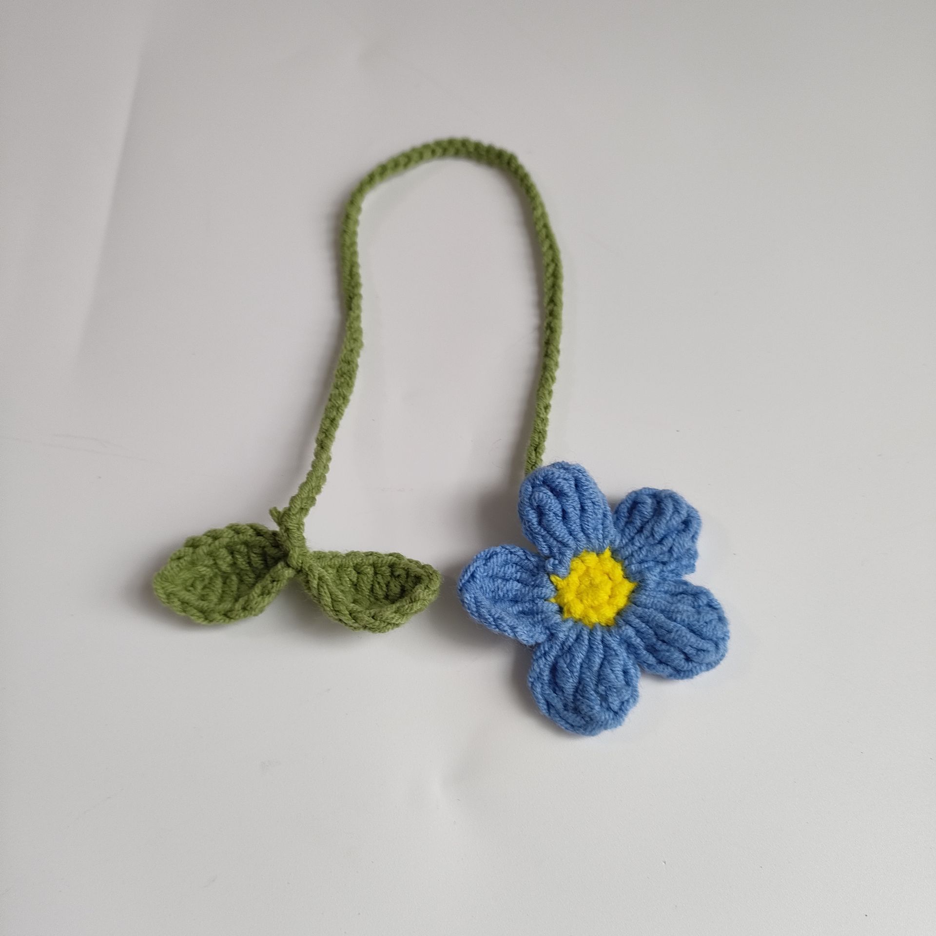 Hecho tejida a mano planta de lana bricolaje llavero girasol Camelia pequeña bolsa colgante producto terminado