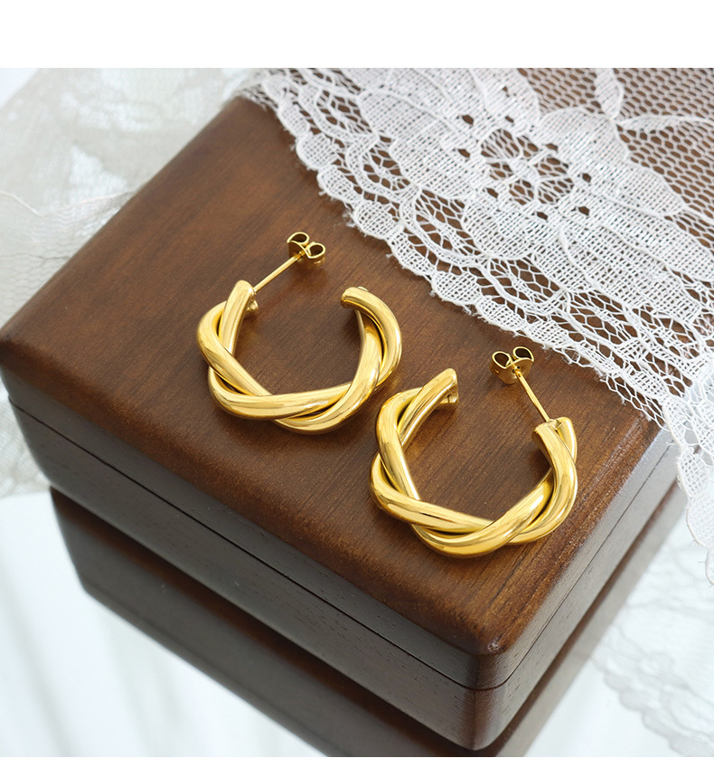 Vintage Style C Shape Titanium Steel Earrings Plating Stainless Steel Earrings 1 Pair