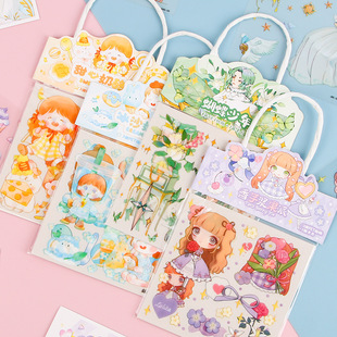 Cute portable stickers student diy decorative stickers transparent PET hand account stickers girl heart cartoon material small gifts