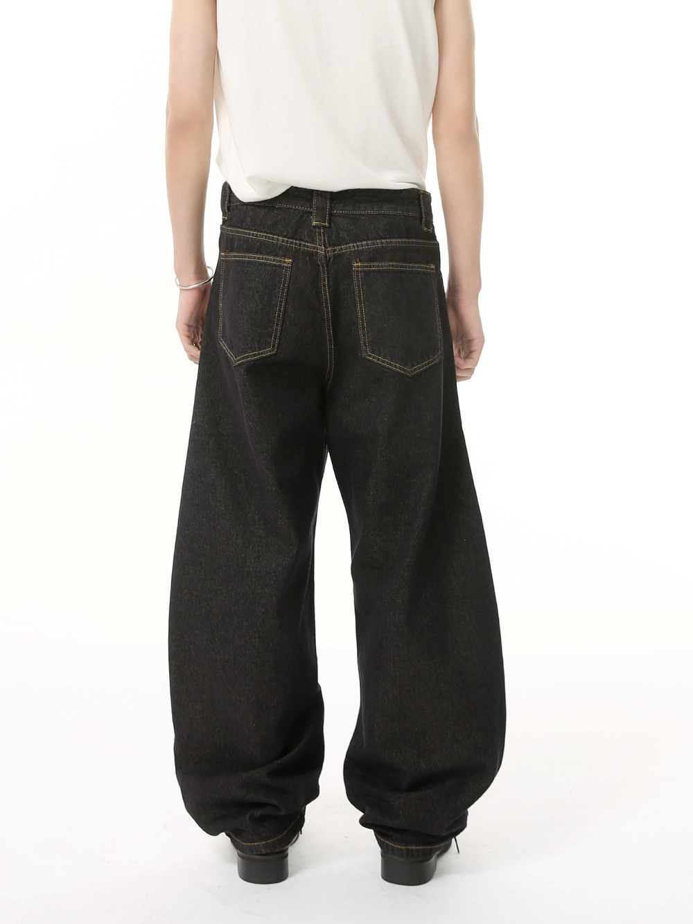 MTLCLOTHES para hombre | Vibe simple americano deconstrucción cimitarra tala Vaqueros lavados sueltos retro de moda