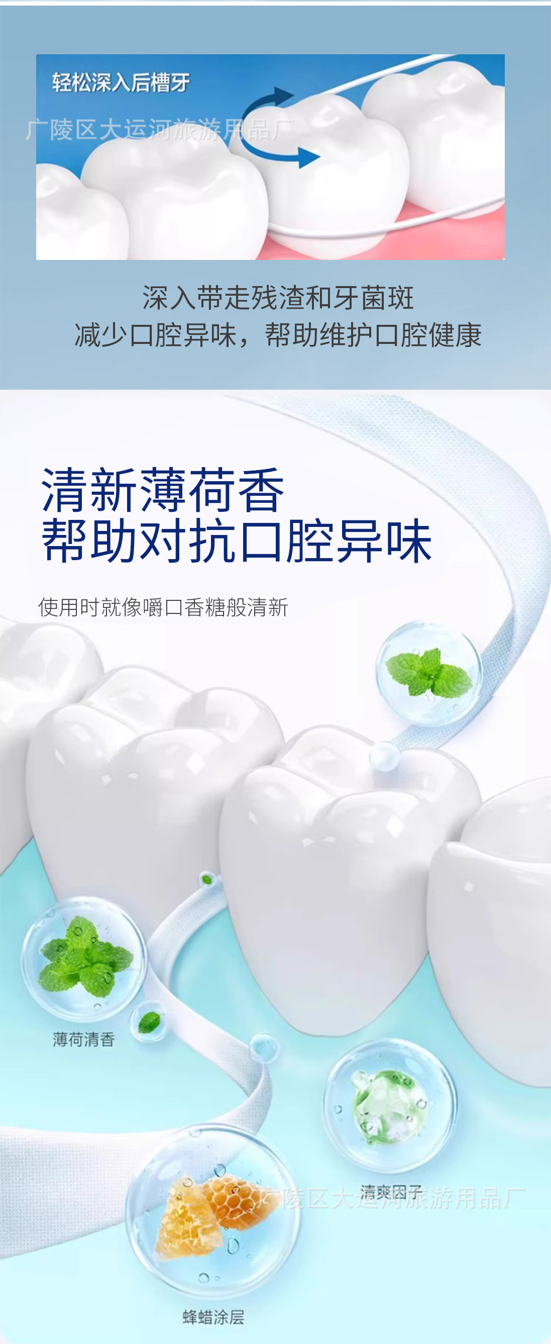 Dr. Taylor cross-border dental floss roll 50 meter box mint flavored ultra fine high tension micro waxed dental floss stick wholesale