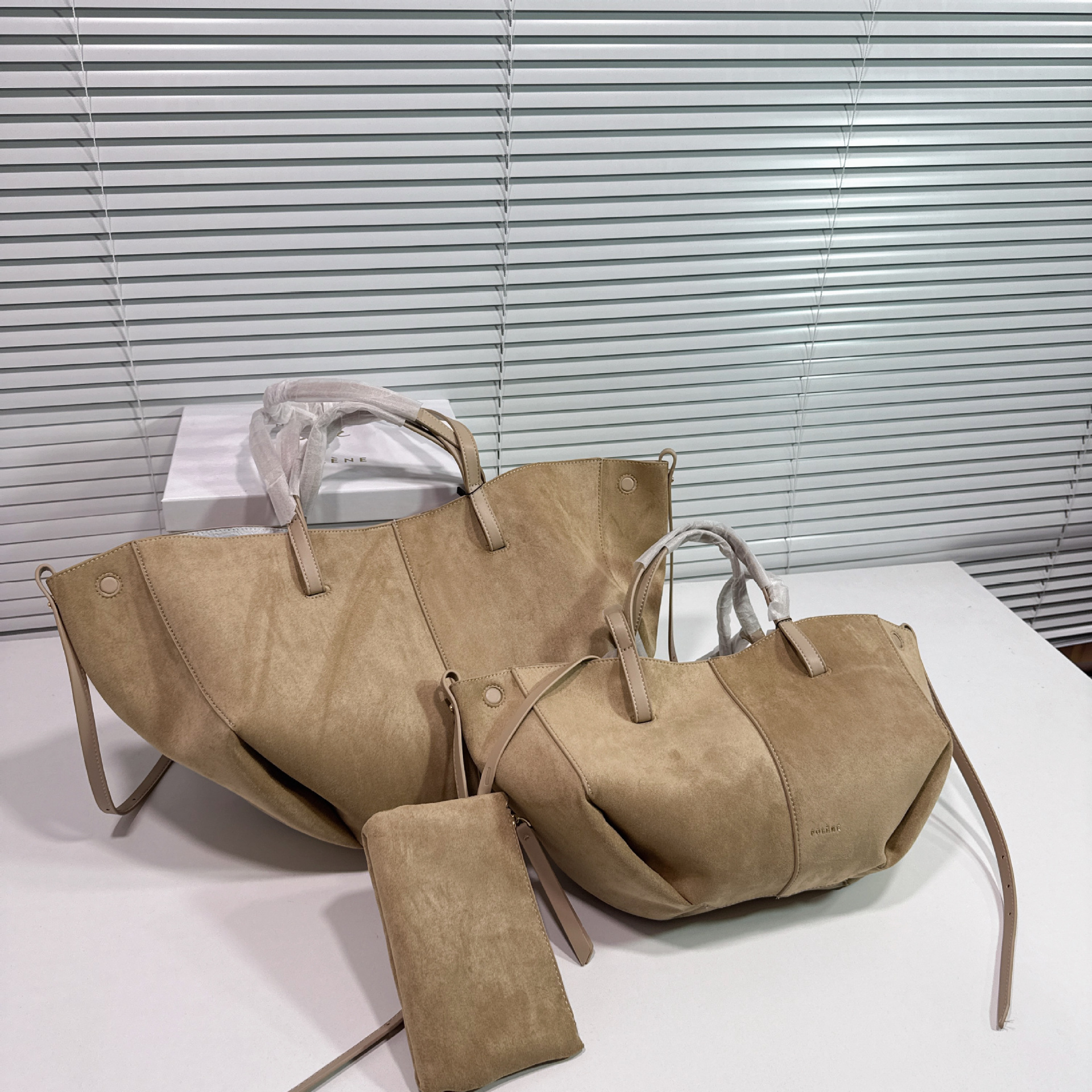 French Polene Autumn and Winter New Deerskin Wing Bag Shoulder Satchel Tote Bag Large Capacity Shopping Bag Women's Bag