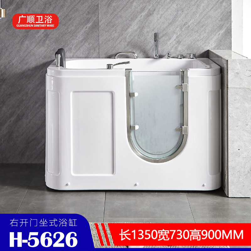 Walk-in elderly barrier-free disabled people use sitting bubble side door surfing massage constant temperature acrylic bathtub