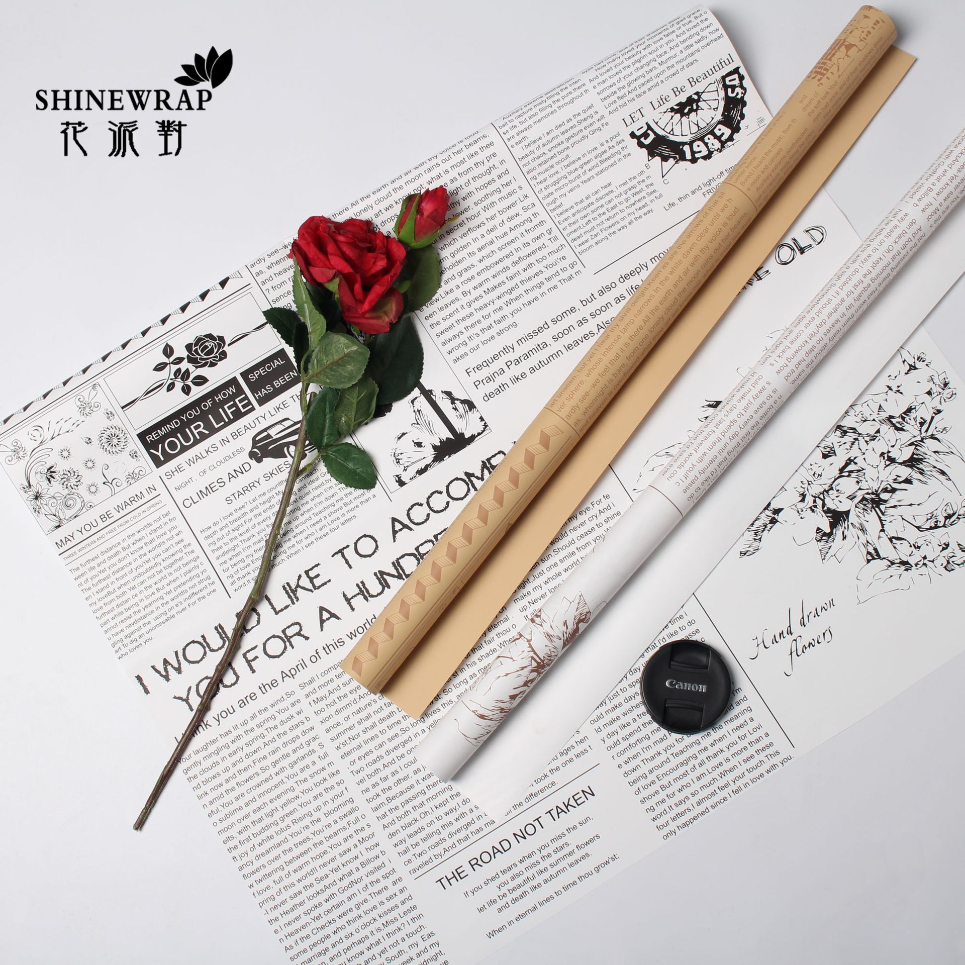 Flor fiesta fábrica al por mayor periódico inglés transfronterizo flor embalaje florista material de embalaje regalos embalaje papel