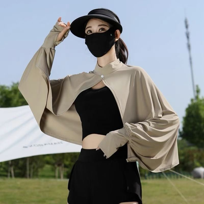 Sun Protection Shawl for Women in Summer, Anti-Uv Cover-Up for Cycling and Driving, Breathable Loose-Fitting Long-Sleeved Ice Silk Thin Coat