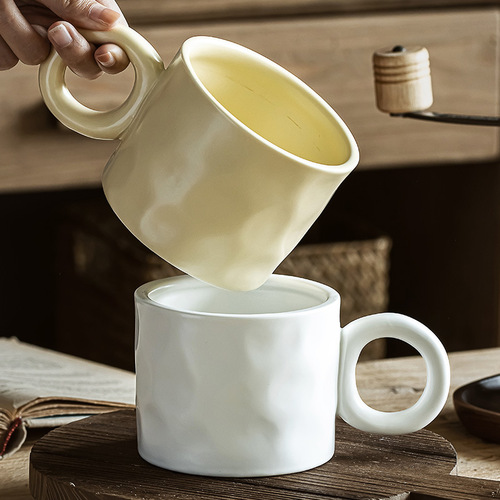 Huge Affordable Mug Features Hammered Breakfast Cup Daily Couple Cup Office Water Cup Slightly Flawed