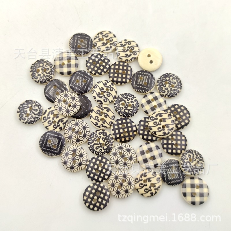 1,5 cm registro negro Plaid impreso botón Registro estilo europeo y americano hermoso impreso hebilla de pan 100 unids/bolsa