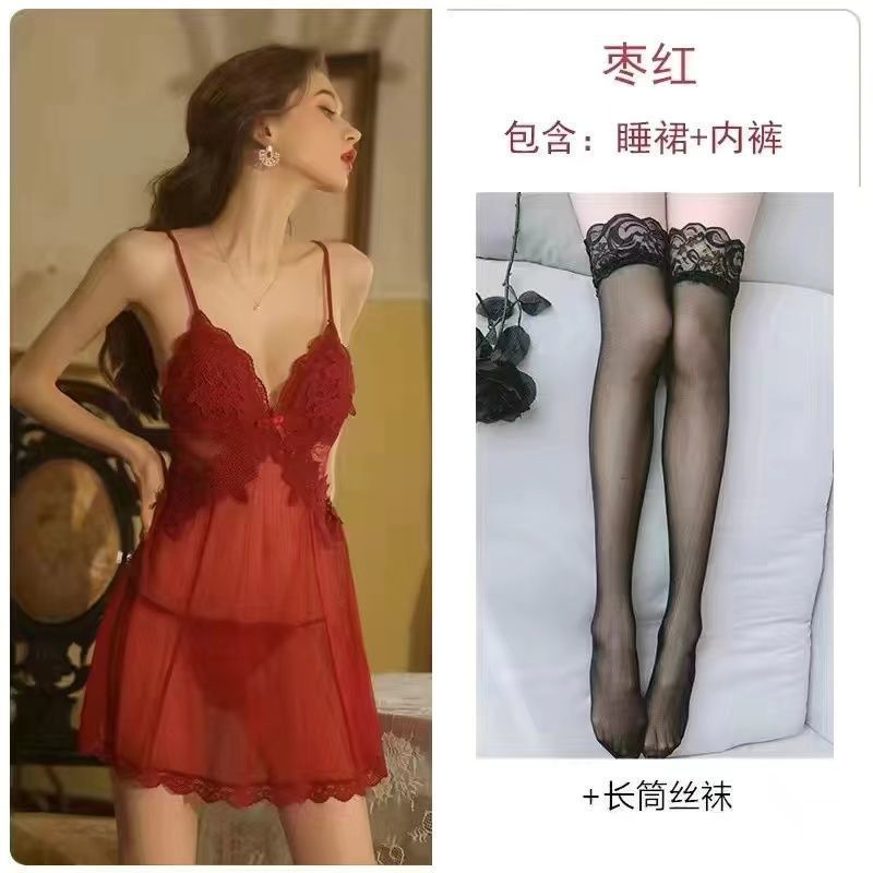 Red lace pijama, underwear, tights
