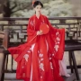 夏季印花宫廷风红色汉服