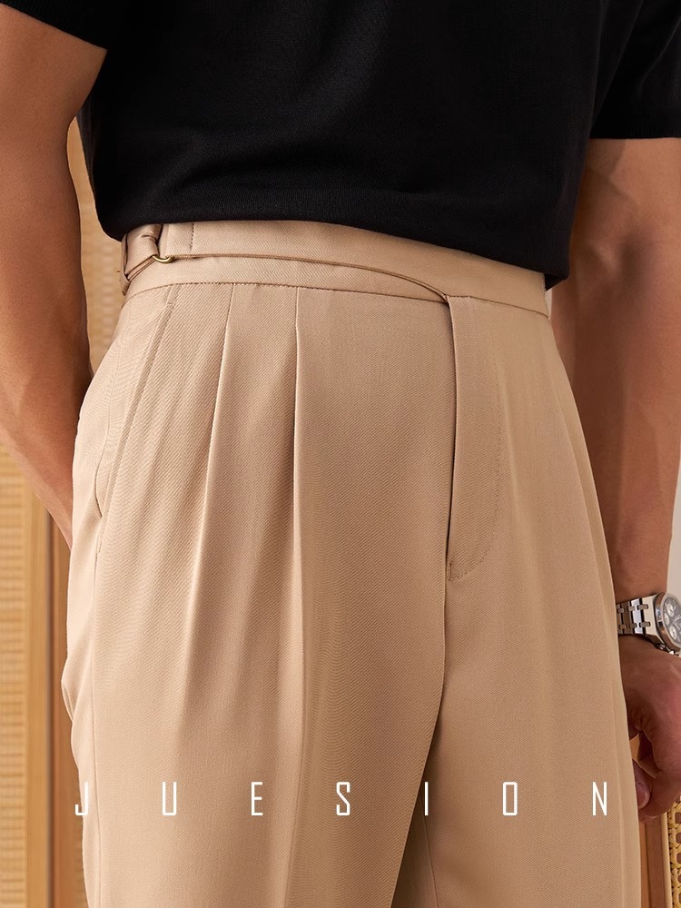 Suit Trousers Men's Slim-fit Straight Anti-wrinkle Ironing-free Business Casual Pants High-grade Dape Black Trousers Small Trousers