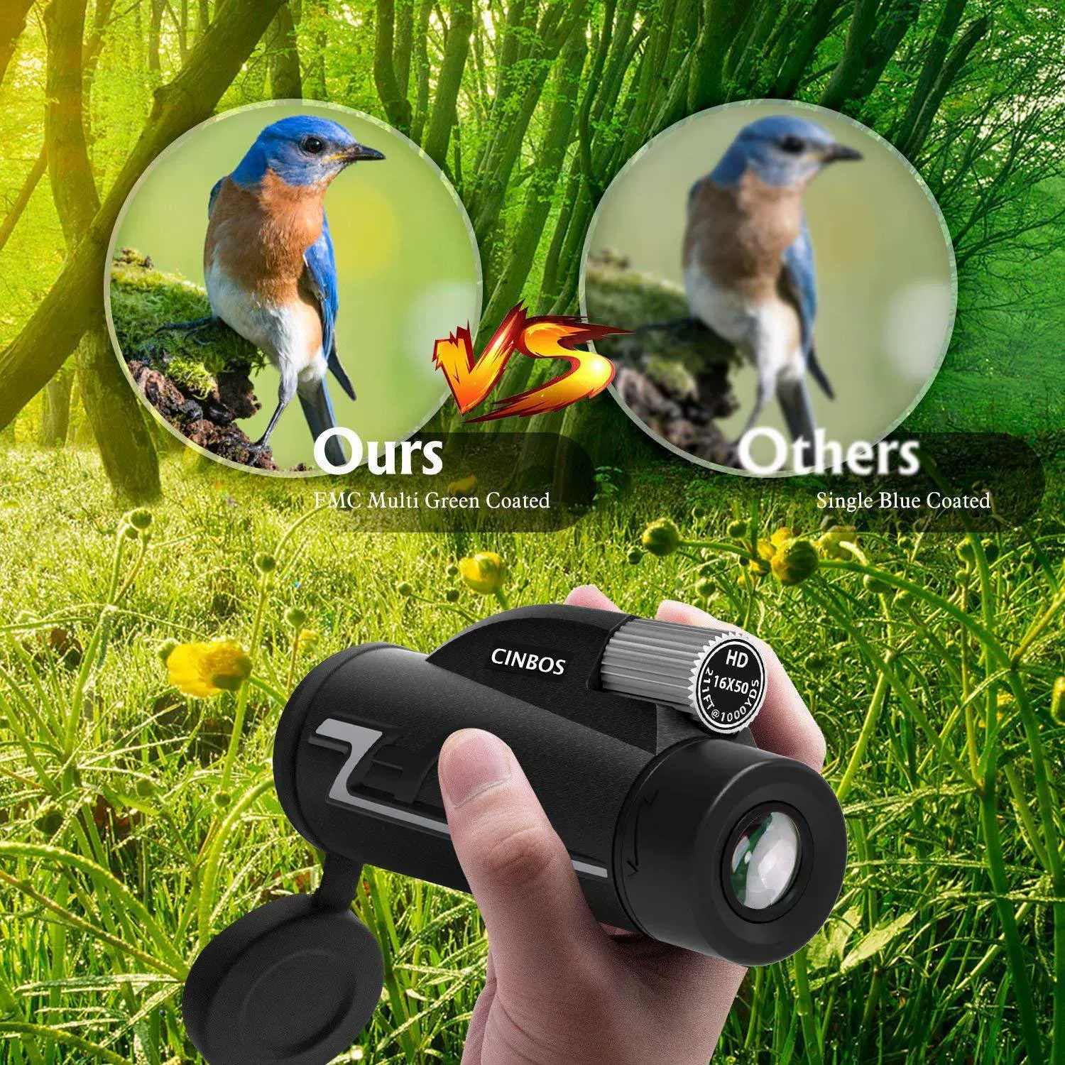 Мощный монокуляр ночного видения высокой четкости 16x50, при слабом освещении, монокулярный телескоп 10Xx для мобильного телефона, концертный туристический