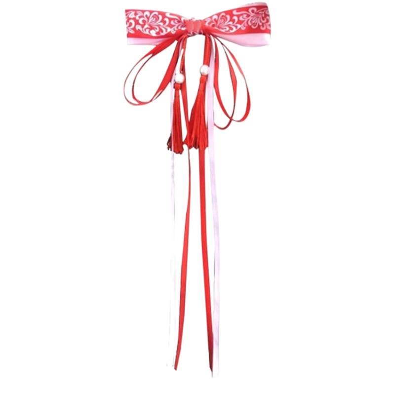 Antiguo estilo chino azul y blanco porcelana horquilla tela arco cinta Super hadas tocado hanfu Accesorios