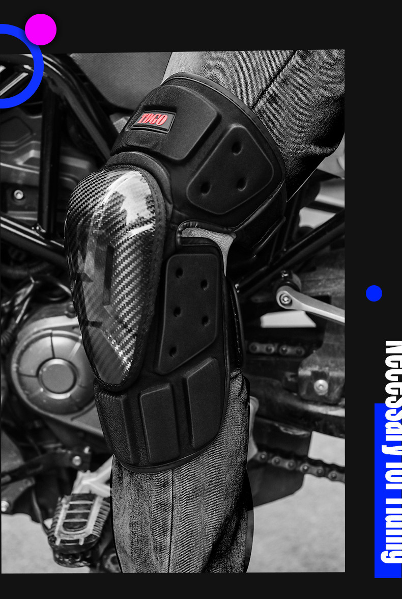 Carbon Fiber Motorcycle Knee Pads and Protective Gear for Men, Summer Anti-Fall and Windproof Leg Protection, Rider Riding Knee Pads and Elbow Pads, Complete Set
