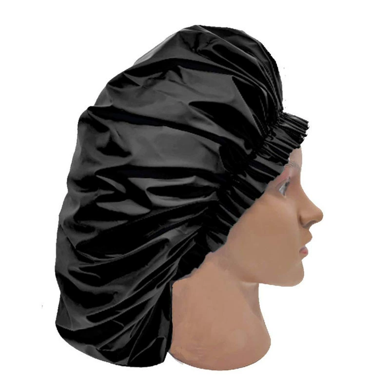 Black big waterproof shower cap, 38-40cm