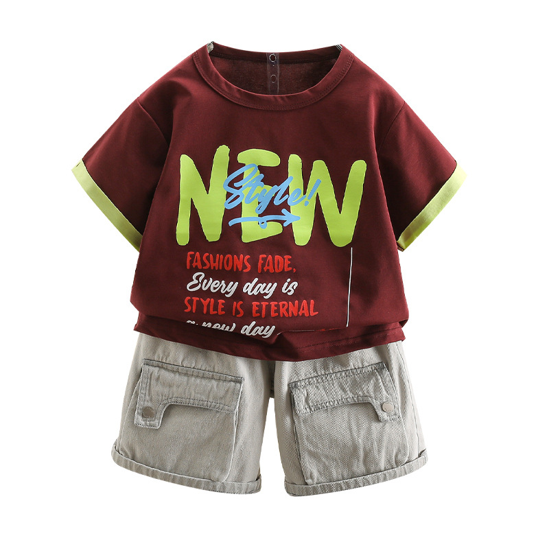 7409 niños coreanos de manga corta verano niño camiseta traje niño bebé cinco puntos pantalones cortos verano 2025 nuevo 5