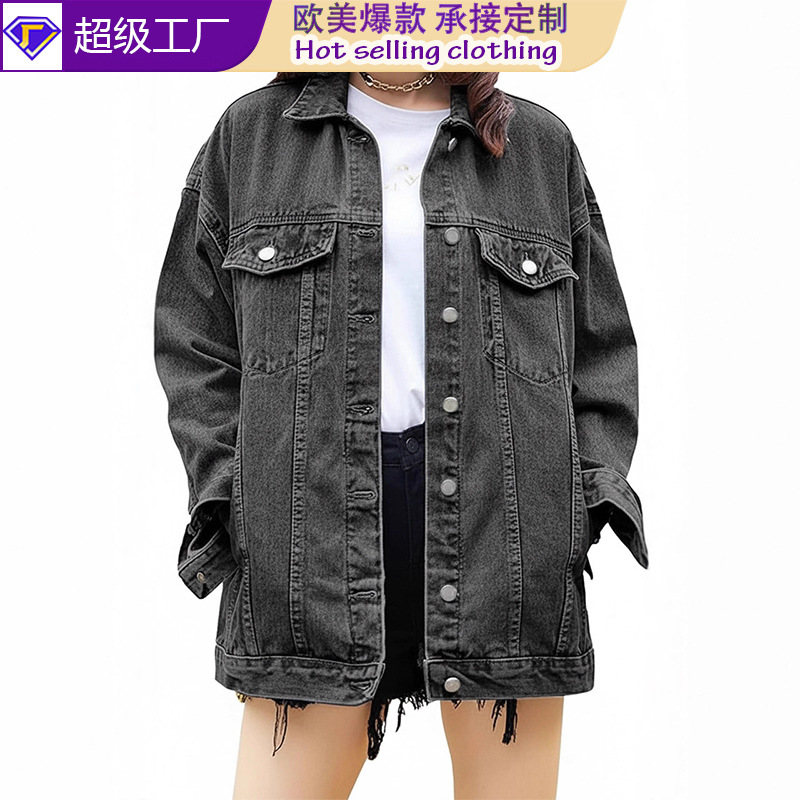 Multicolor Irregular Motorcycle Denim Women's Jacket Long-Sleeve Xintang Factory Fashion Wholesale High-End Denim Jacket Multicolor Irregular Motorcycle Denim Women's Jacket Long-Sleeve Xintang Factory Fashion Wholesale High-End Denim Jacket