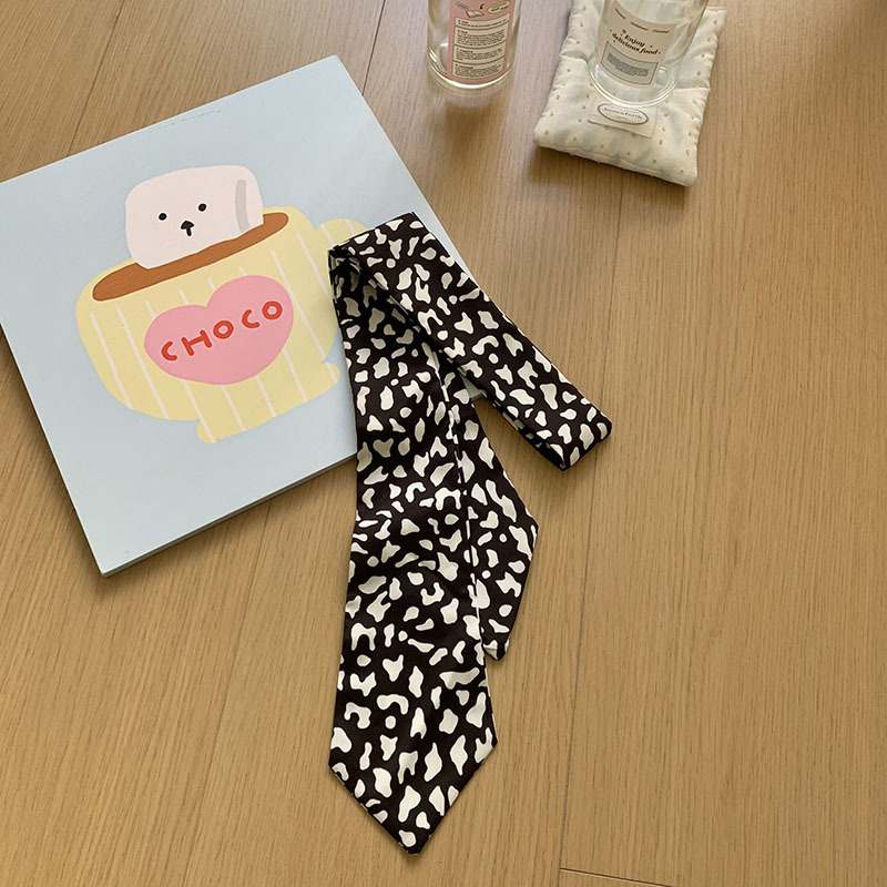 Bufandas de seda para mujeres con camisas de cuello de corbata de nuevo leopardo bufandas de seda largas cinta de cabello