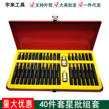 铁盒40件套星批组套s2内六花旋具批头星型套筒汽修工具套装优惠