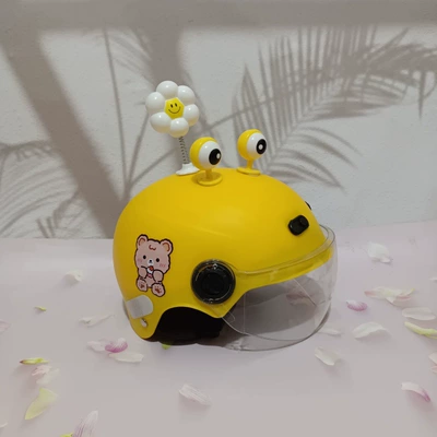 Motosiklet kaskı (dəbilqə) – Certified 1-5 Years Old Electric - no-1-rhubarb-transparent-short-mirror-yellow-eyes-white-flowers-1-4-years-old-3c