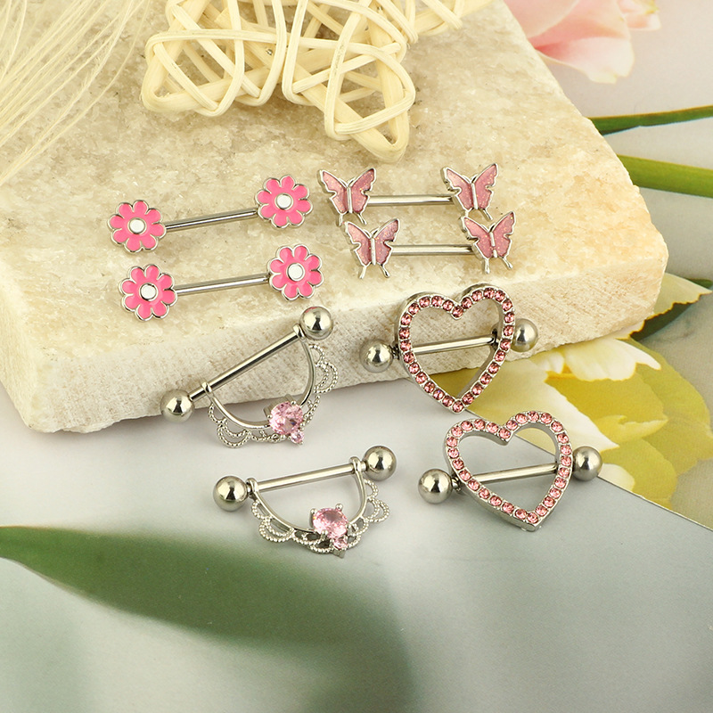 1 Pair Quantity Holiday, Daily Occasion 304 Stainless Steel, Copper Material Geometric, Heart Shape Pattern 1 Pair Nipple Rings & Studs Simple Style Geometric Heart Shape 304 Stainless Steel Copper Plating Nipple Rings & Studs