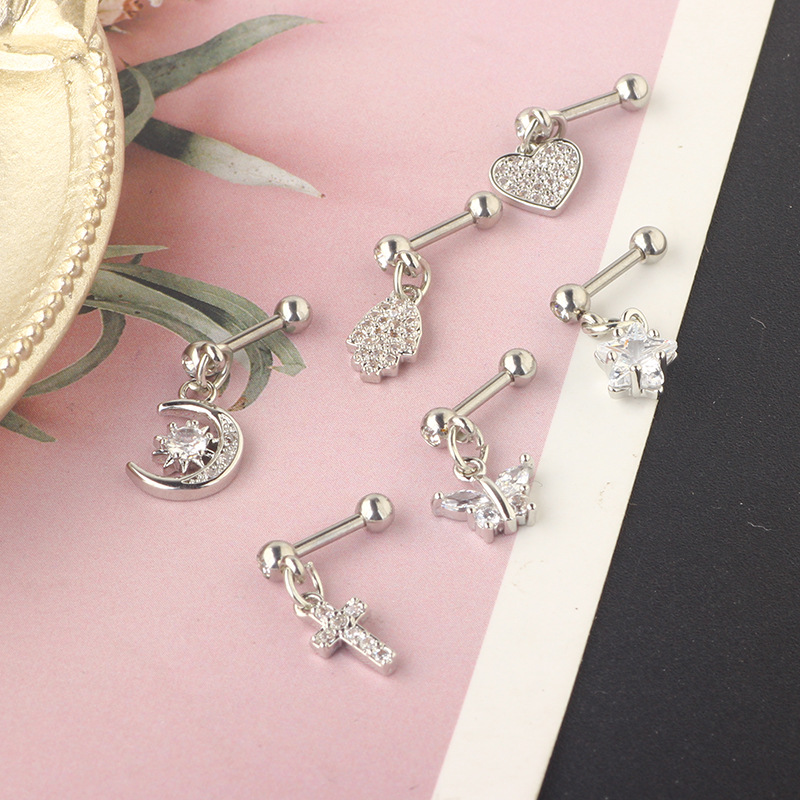 1 Piece Ear Cartilage Rings & Studs Simple Style Classic Style Star 304 Stainless Steel Ear Cartilage Rings & Studs display picture 2