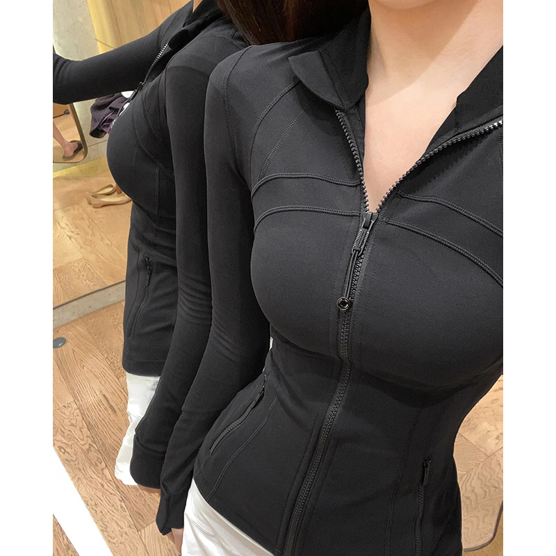 Lulu Same Style Yoga Wear Women's Defina Top Autum Sports Jacket Brushed Hooded Sun Protection Clothing Fitness Jacket