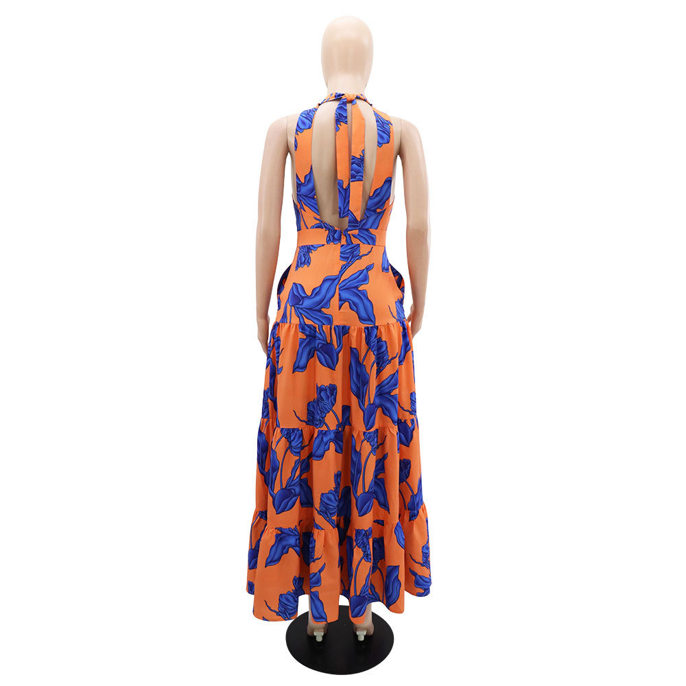 Women's Regular Dress Elegant Halter Neck Printing Sleeveless Printing Maxi Long Dress Daily display picture 10