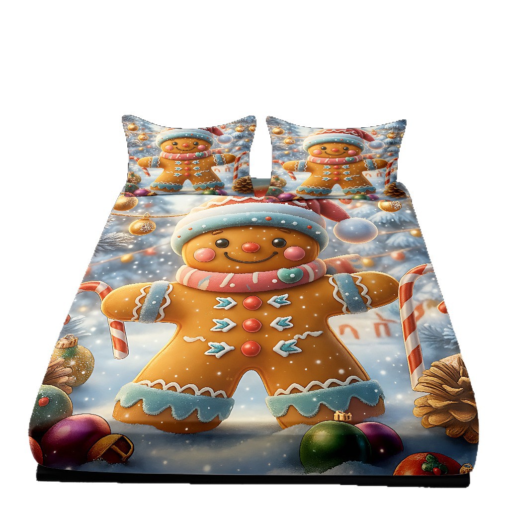 TEMU / JIT nuevos productos transfronterizos adorables series de Navidad molido HD impresión digital cama de cama Kasa set ropa de cama