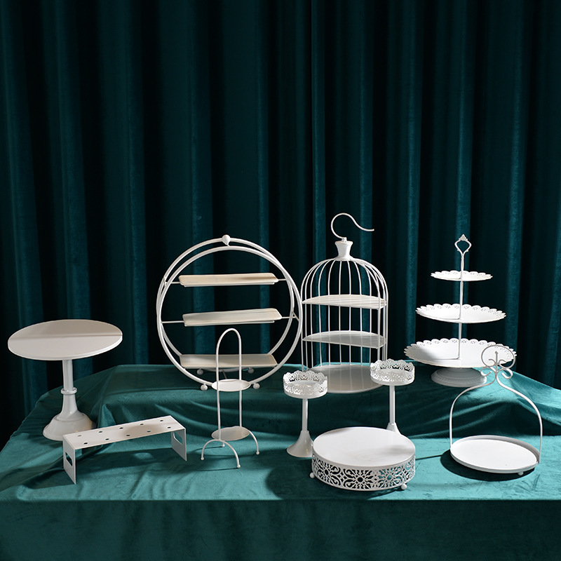Diseño de boda europea decoración de mesa de postres set de té de la tarde refrigerio bandeja de pastel estante de exhibición mesa de descanso de té