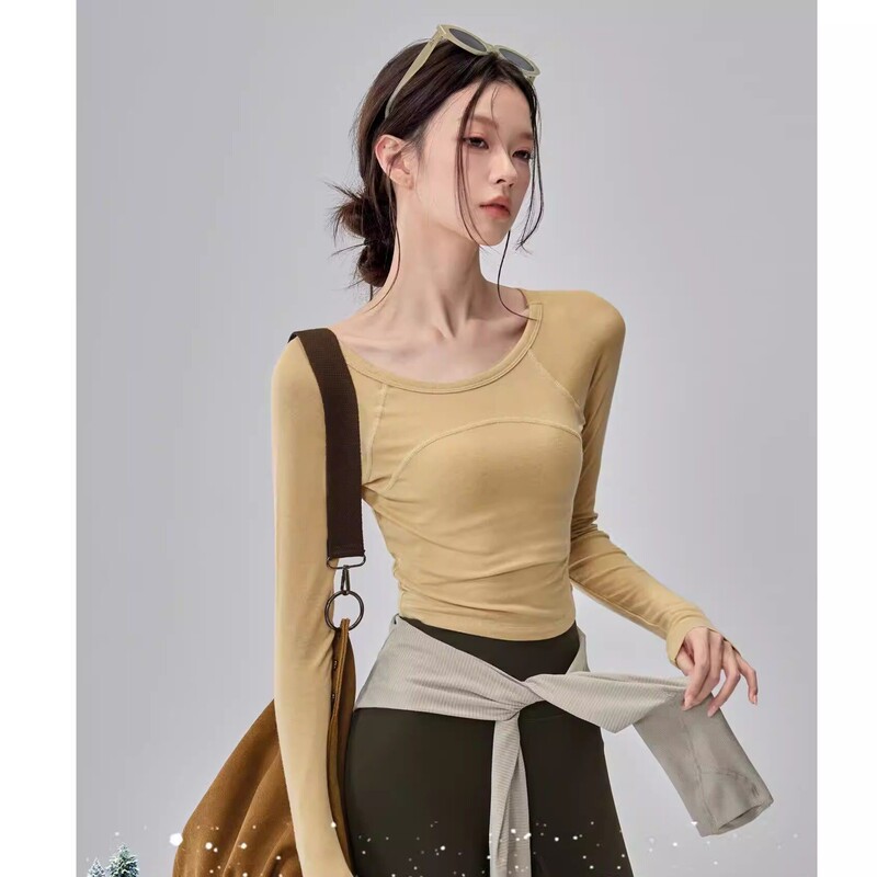 2026 New Women's Fitness Clothing Slim-Fit Yoga Wear Long-Sleeve Pilates Training Running Sports Top for Autumn 2026 New Women's Fitness Clothing Slim-Fit Yoga Wear Long-Sleeve Pilates Training Running Sports Top for Autumn