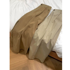 韩系卡其色百搭阔腿裤女高腰宽松垂感休闲直筒显瘦裤子