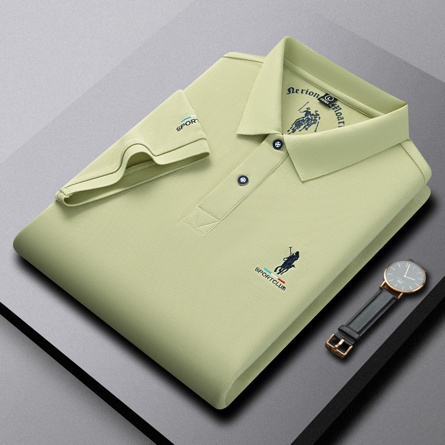 Men's short-sleeved polo shirt, casual collared T-shirt, men's base layer, trendy solid color top, men's pure cotton polo shirt