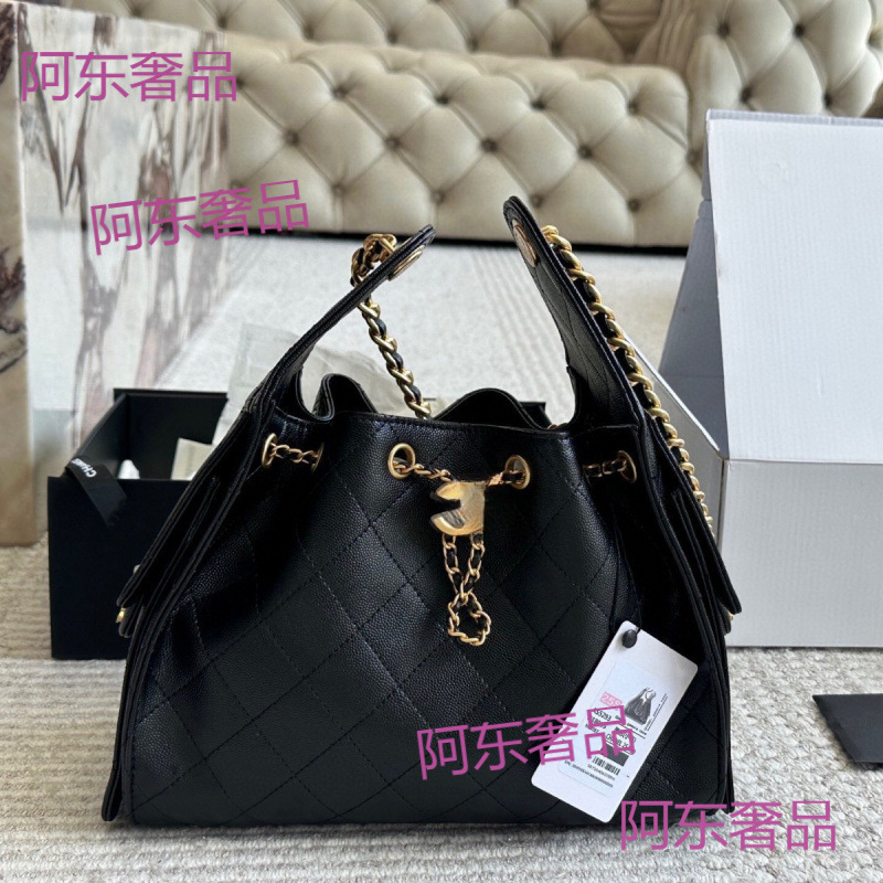 真皮高版本小香风25s鱼子酱单肩女包HOBO嬉皮包牛皮抽绳链条|undefined