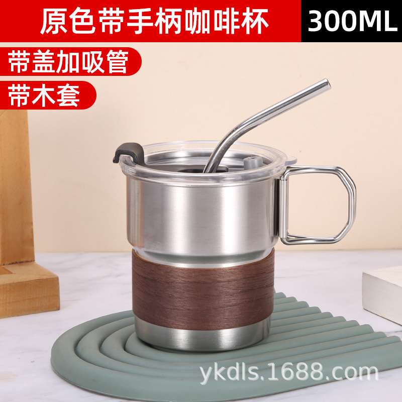 Taza de escalón de una sola capa para exteriores Taza de café de acero inoxidable 304 ins Vaso de cerveza de camping de borde rizado conveniente de alto valor