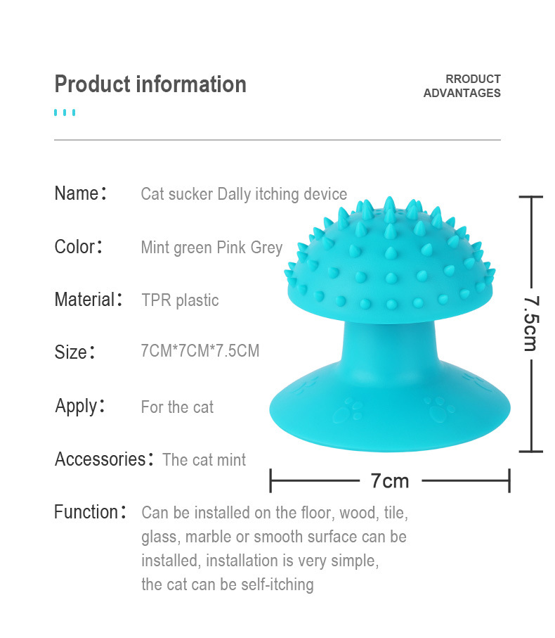 Pet Cat Suction Cup Brush - Blue