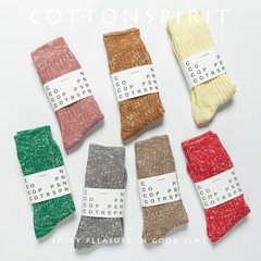 Chunky-knit women's socks, Japanese-style versatile yarn socks, bamboo-cotton "AB Snowflake" design—vintage and niche-inspired.