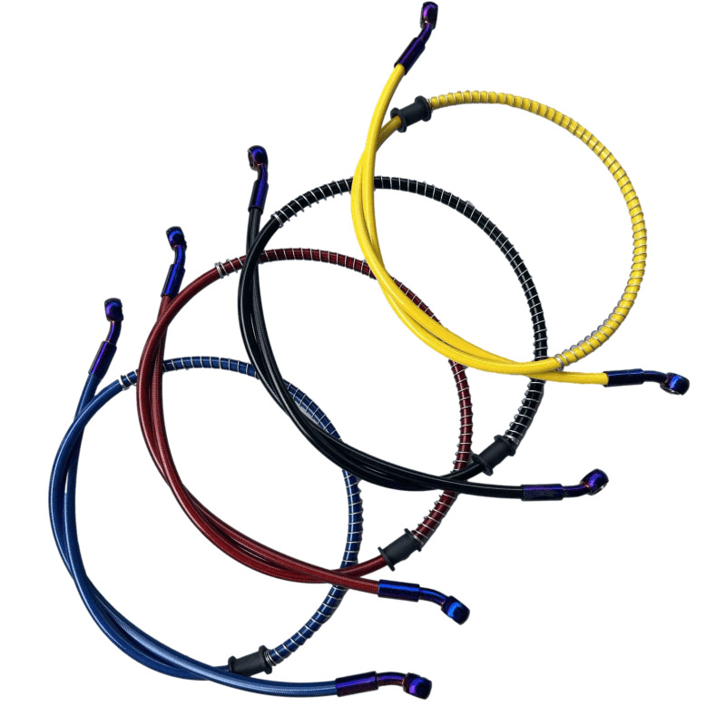 High-Pressure Steel Brake Hose for Scooter, 10mm Disc Brake Hose, Hydraulic Front and Rear Brake Hose, Titanium Gold